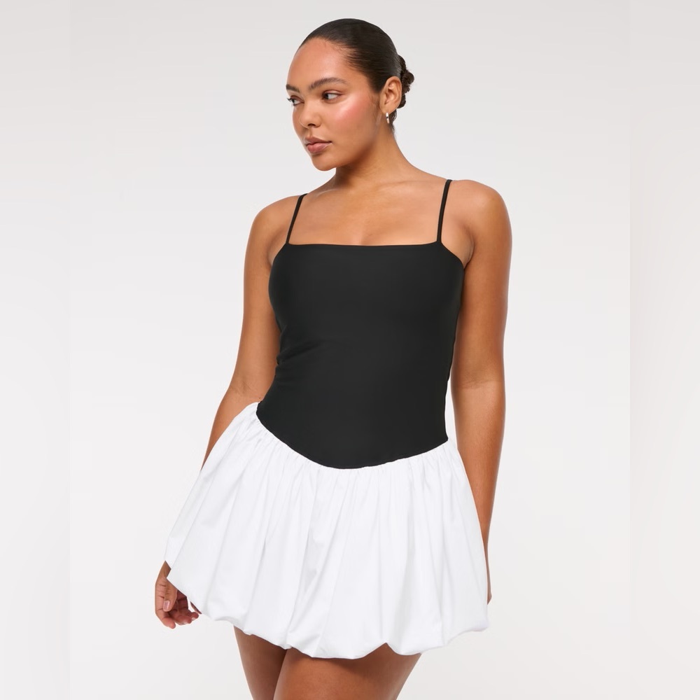 Colorblock Bubble-Hem Mini Dress